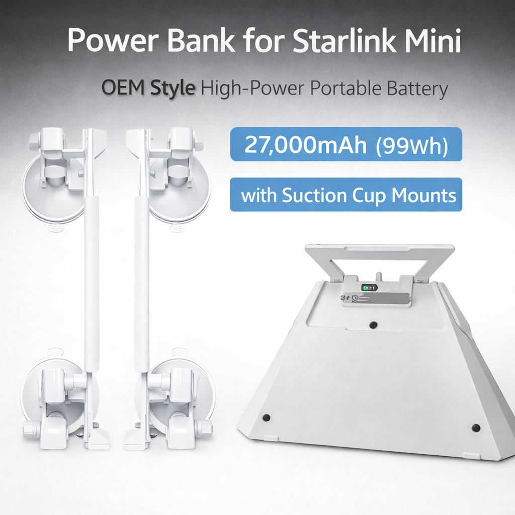 CTmods Power Bank for Starlink Mini – High-Power Portable Battery with Airline-Approved Options 27000mAh(99Wh)/Suction Cup Mount