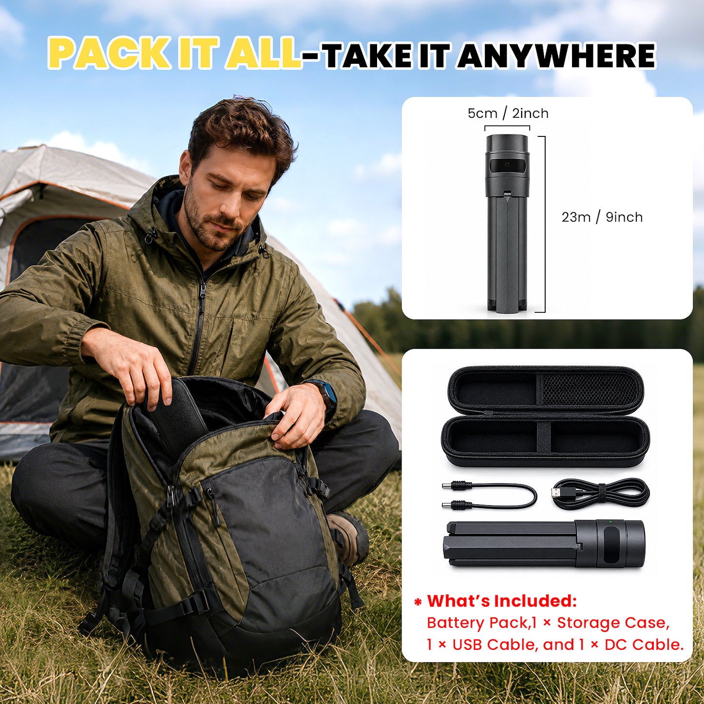 Starlink Mini Battery Tripod Mount, 45000mAh Adjustable Stand for Camping & RV