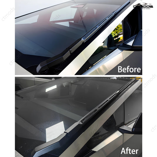 Windshield Wiper Blade Covers for Truck Accessories CTmods® (Carbon Fiber Pattern ABS) For Tesla Cybertruck