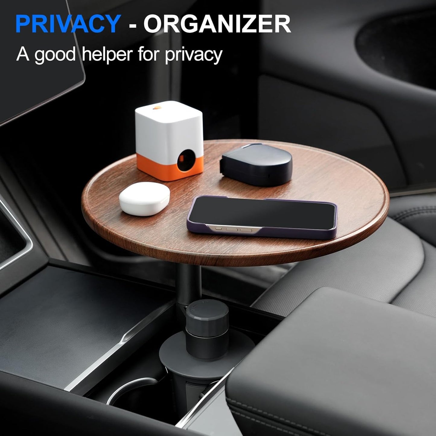 2026 360° Rotating Car Cup Holder - Fits Center Console & Steering Wheel for Tesla Model Y/3/S, Ford F150/Explorer/Maverick & Most Vehicles