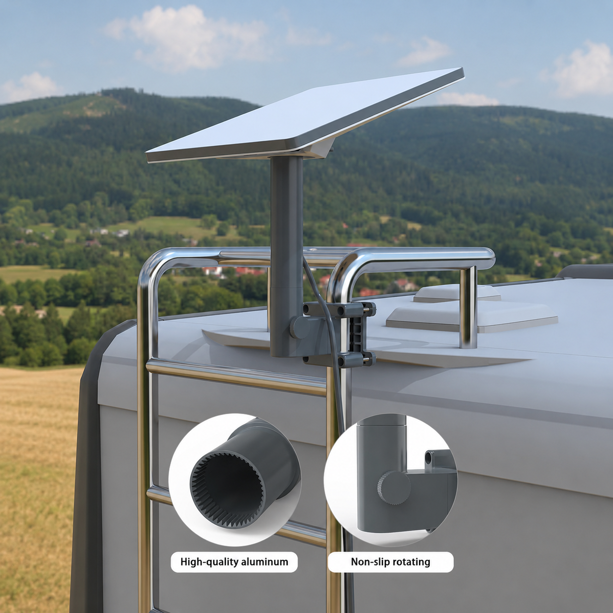 Starlink Mini RV Ladder Mount, Adjustable Aluminum Pole Mount Kit