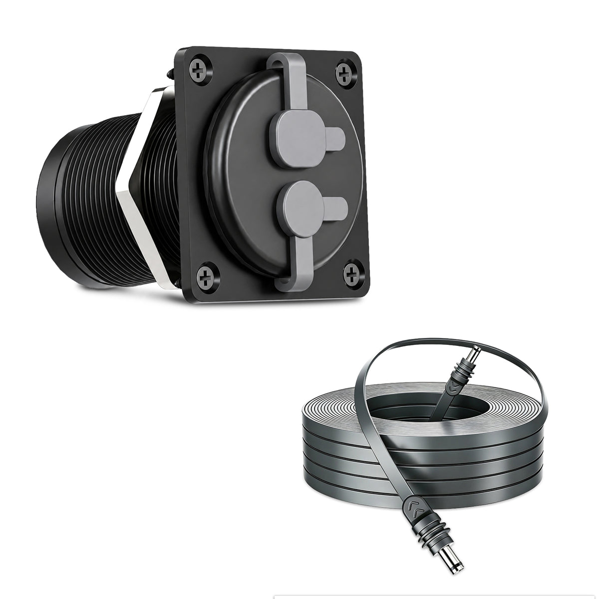 Starlink Mini & Gen 3 2-in-1 Aluminum Cable Pass-Through Panel - Waterproof RJ45/DC Female Couplers