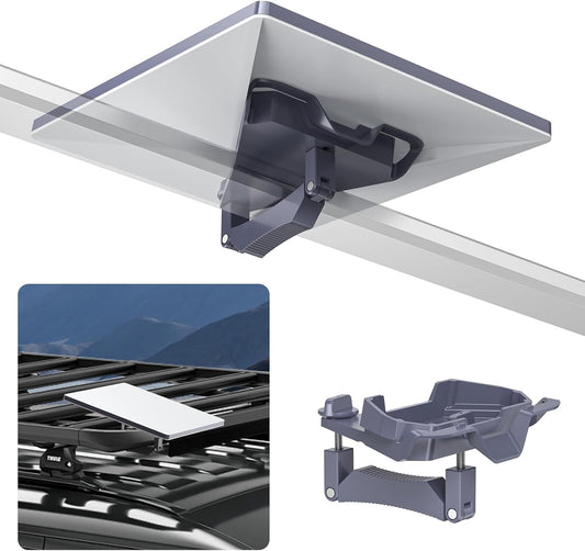 Starlink Mini roof rack clamp mount for overlanding and parked campsite setup