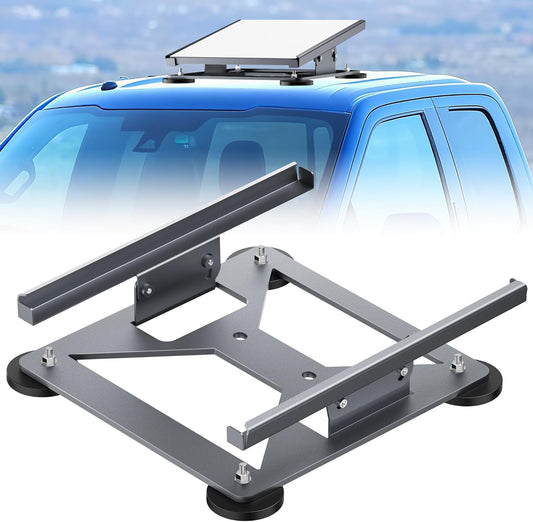 Starlink Mini magnetic mount for checking fit on a clean steel vehicle surface
