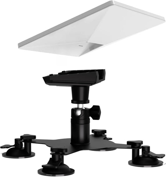 Starlink Mini heavy-duty suction mount for parked small boat and vehicle setup testing