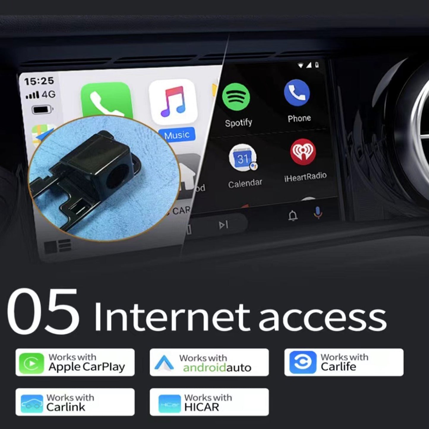 Decode CarPlay Module for Tesla Model 3/Y /3 Highland /Y Juniper 테슬라 모델 3 모델 Y 센터 컨트롤 화면 자동 디코딩 모듈