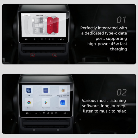 8 Inch Smart IPS Display HD Video R8 Plus Rear Entertainment Screen for Tesla Model 3/Y