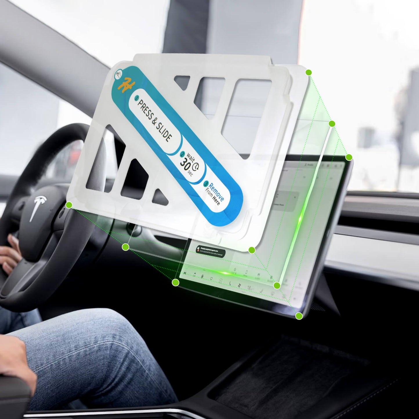 모델 3/Y용 자동 정렬 마운트 키트가 포함된 강화 유리 스크린 보호 필름