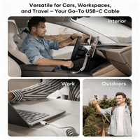 4ft (1.2m) Spring USB-C Cable for Tesla Model Y/3/X/S, Cybertruck-Style Accessories