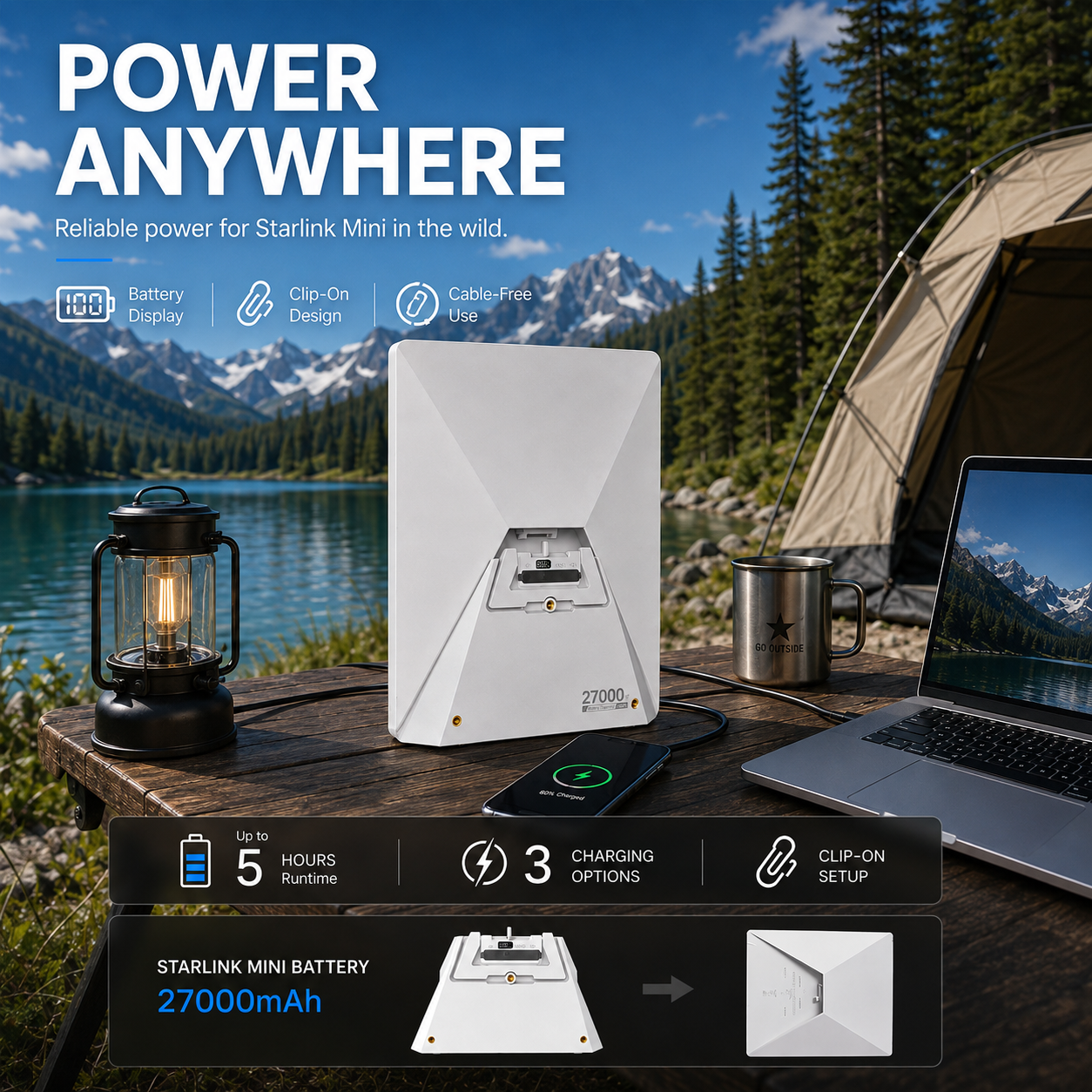 Starlink Mini Snap-Fit Travel Battery V4 - 99Wh, LCD Display