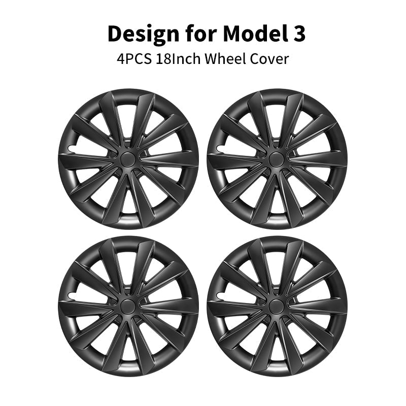 Car Hub Caps 18'' Blade Style Wheel Cover (2017-2023) For Tesla Model 3