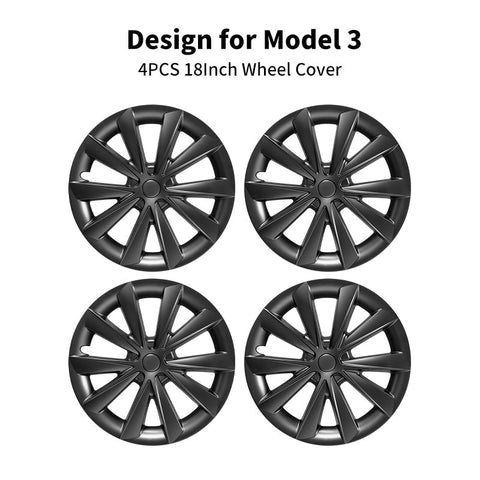 Car Hub Caps 18'' Blade Style Wheel Cover (2017-2023) For Tesla Model 3