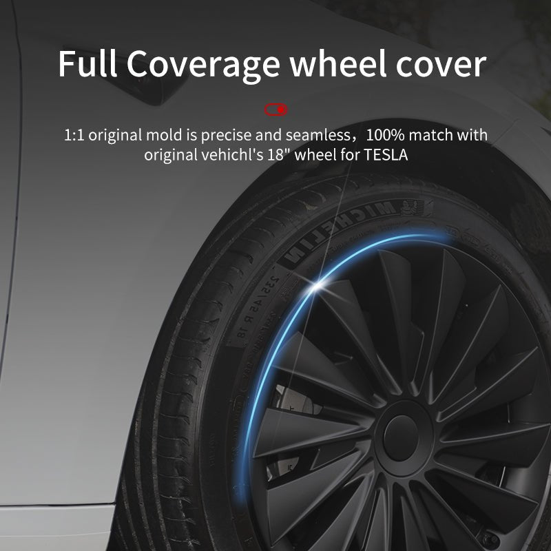 Wheel Hub Cap Covers 18'' New Blade Style Hubcaps (2023-2024)For Tesla Model 3 Highland