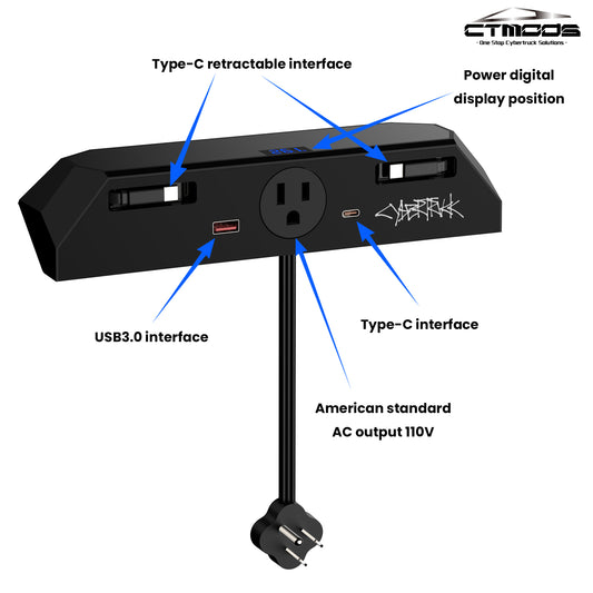 Tesla Cybertruck Docking Drawer Blade With 110V AC Cybertruck Accessories Ctmods®