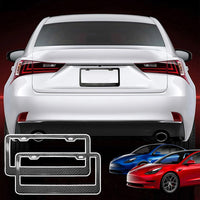 Carbon Fiber License Plate Frame Front & Rear Holder Compatible with Model 3/ Y/S / X | CTmods®