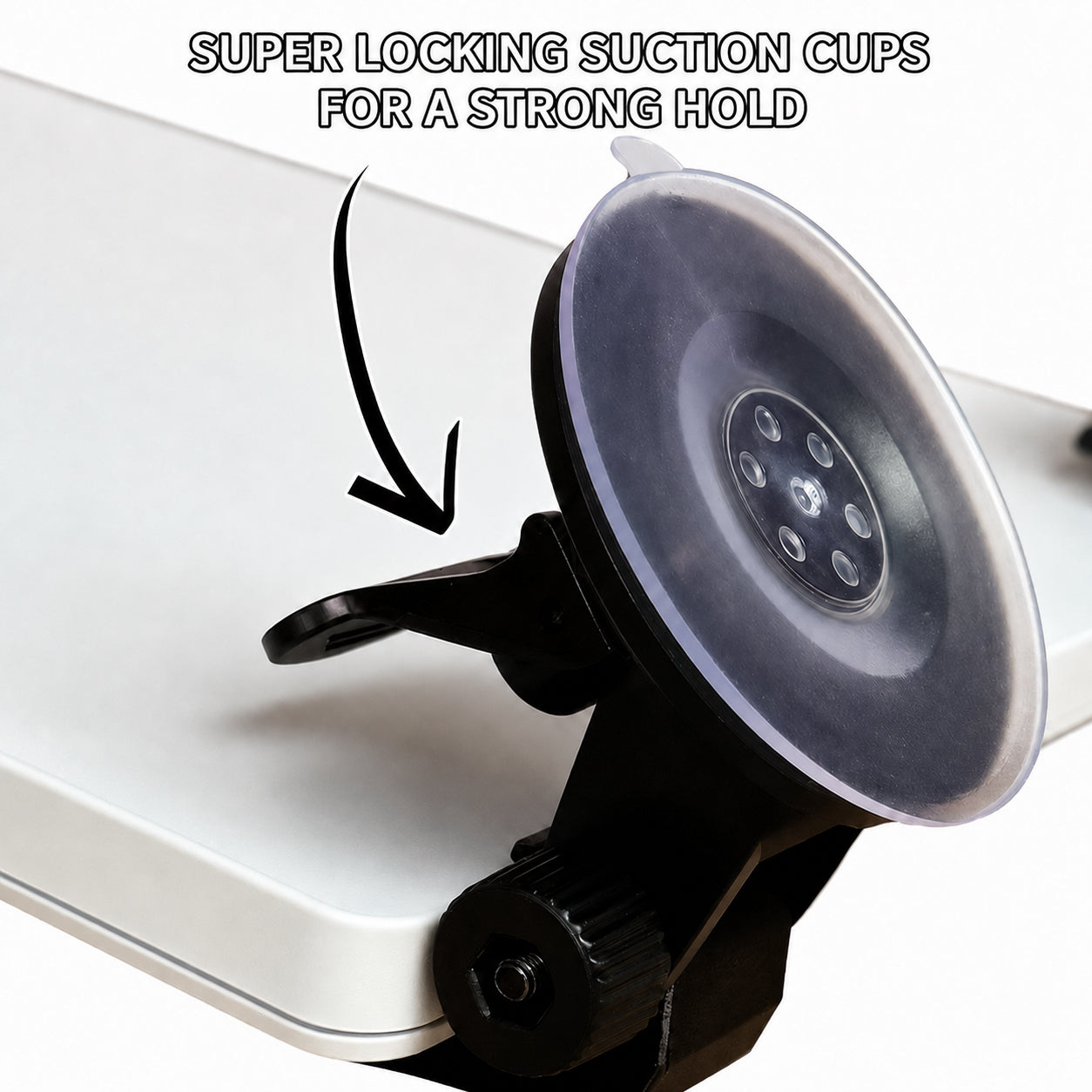 Close-up of locking suction cup for Starlink Mini windshield mount strong hold