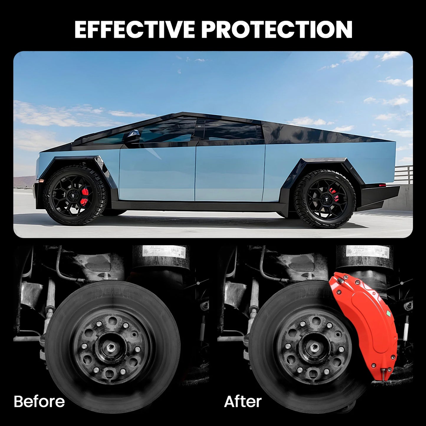 CTmods® Red/Yellow Brake Caliper Covers Wheel Accessories For Tesla Cybertruck