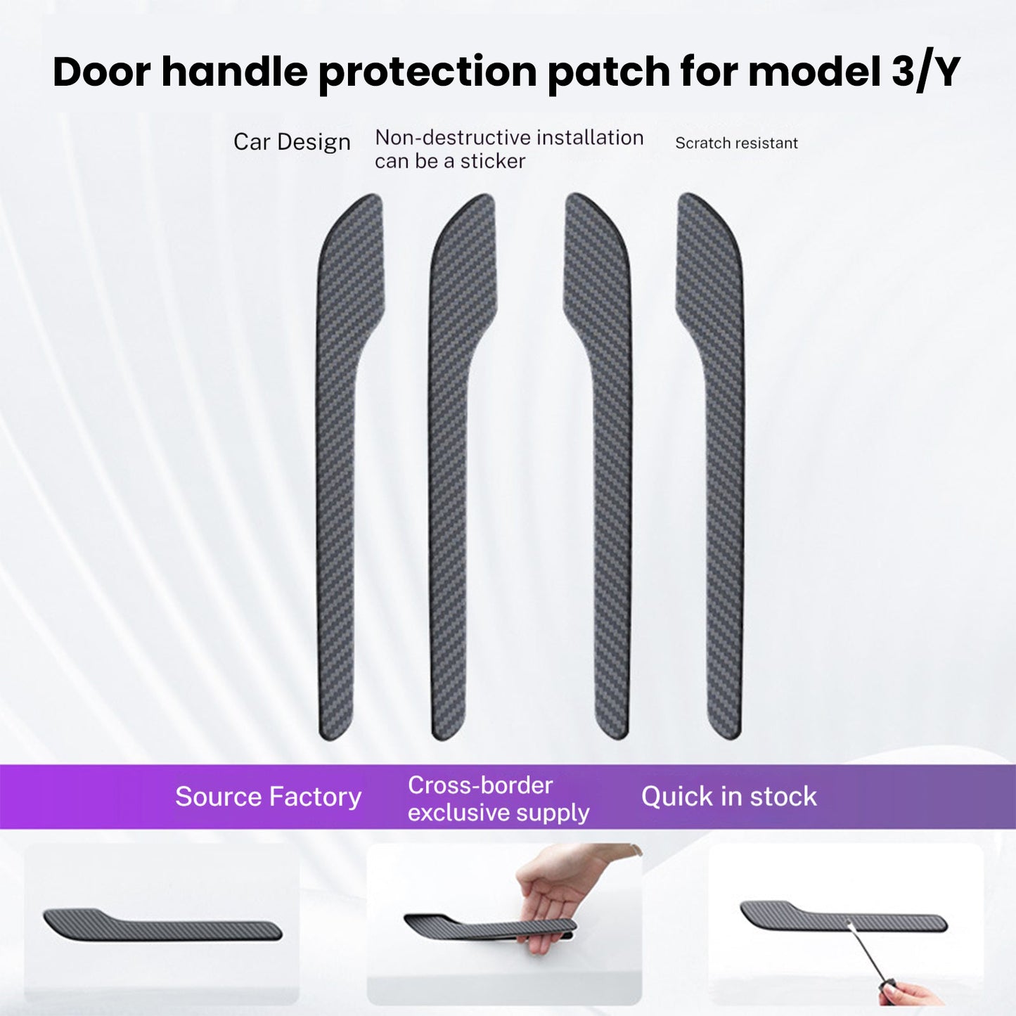 CTmods® ABS Carbon Fiber Door Handle Cover For Model 3/Model Y