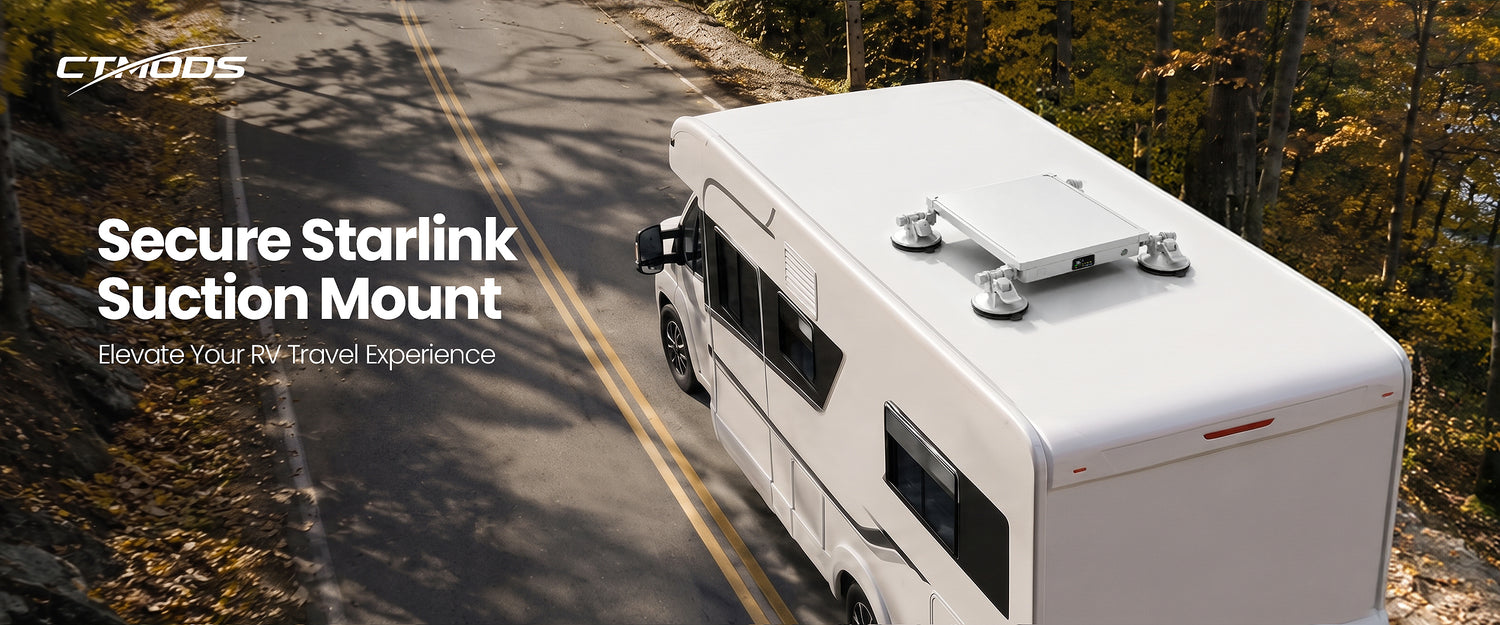 Secure Starlink suction mount for RV travel.