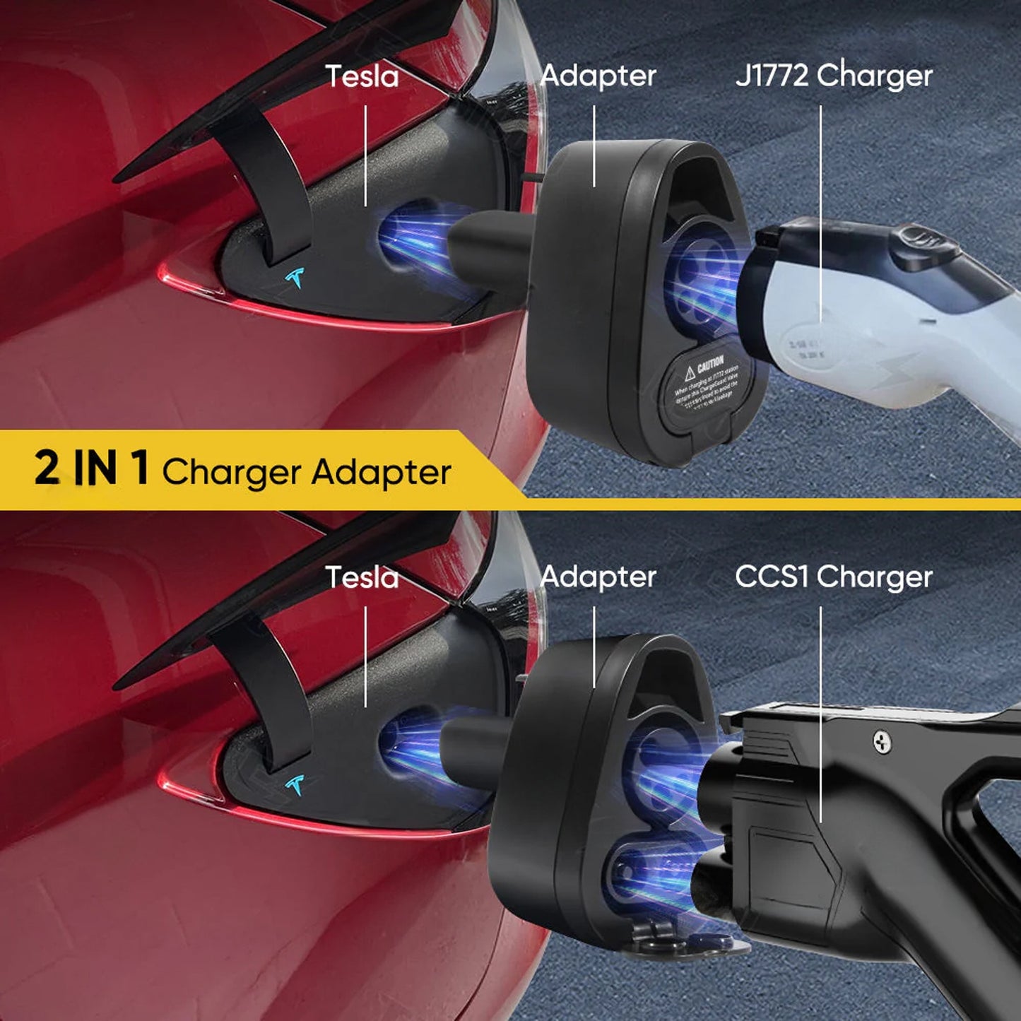 CCS1 x J1772 2-in-1 Charging Adapter for Model 3/Y (After Feb.2020 and 19-22 Original Supports CCS1)