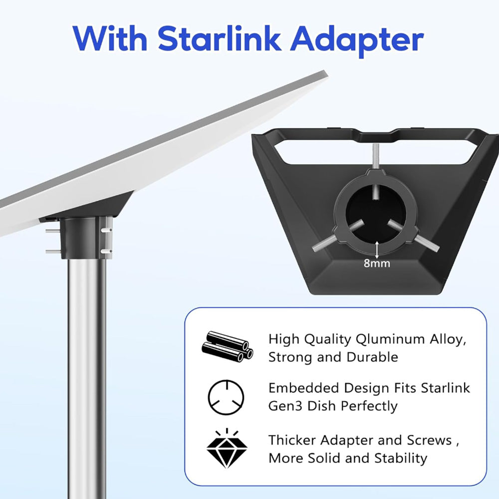 No-Dig Ground Anchor Pole Mount Kit for Starlink Gen 3 Dish