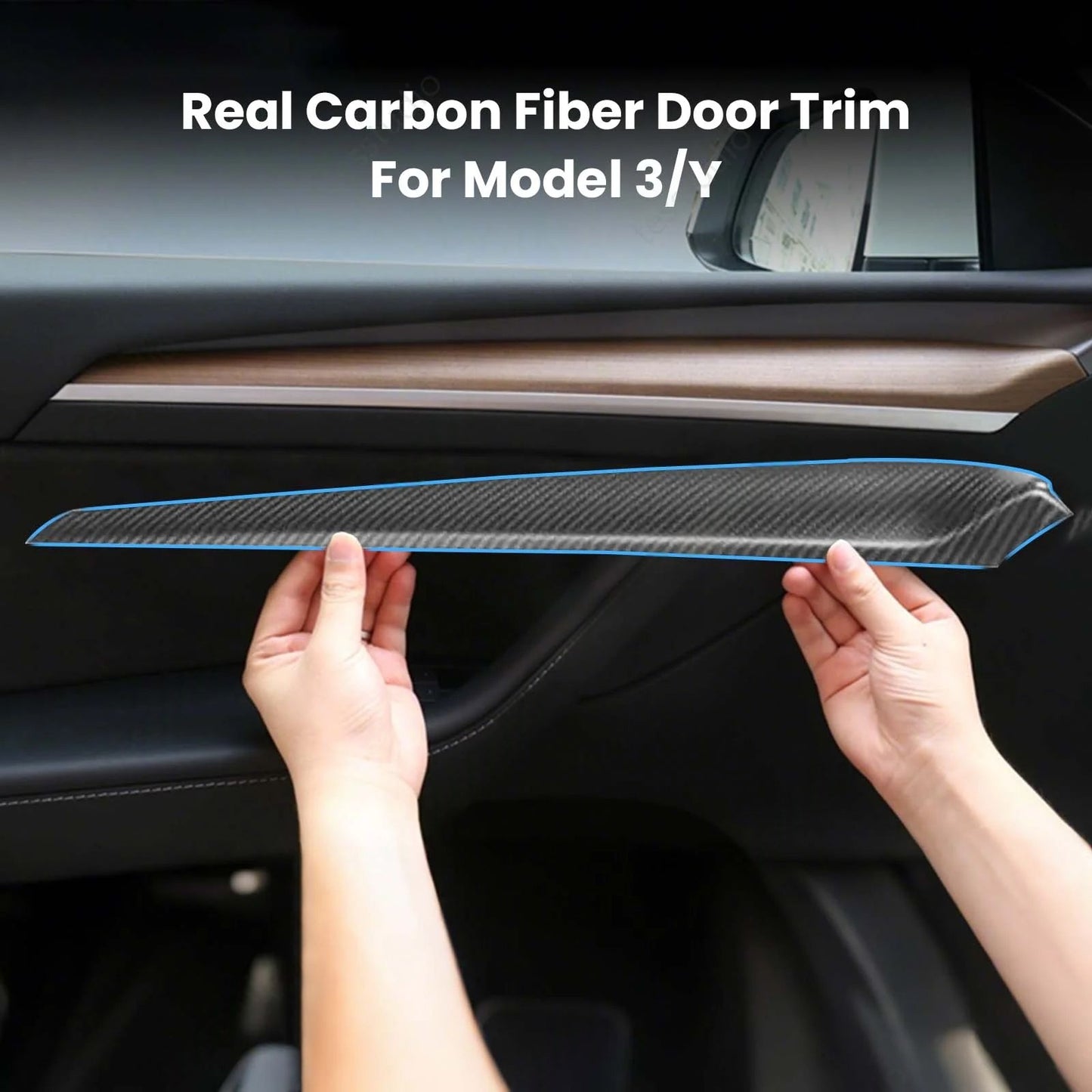 CTmods® Real Carbon Fiber Dashboard & Front Door Trim Kit For Model 3 / Y (2017–2024)