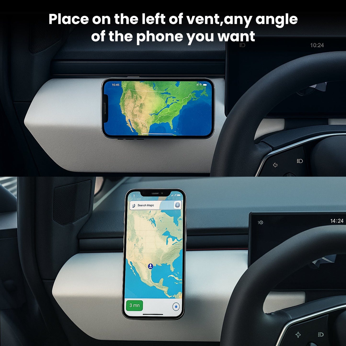 Sleek Magnetic Charging Dashboard Phone Mount with Seamless For Tesla Cybertruck