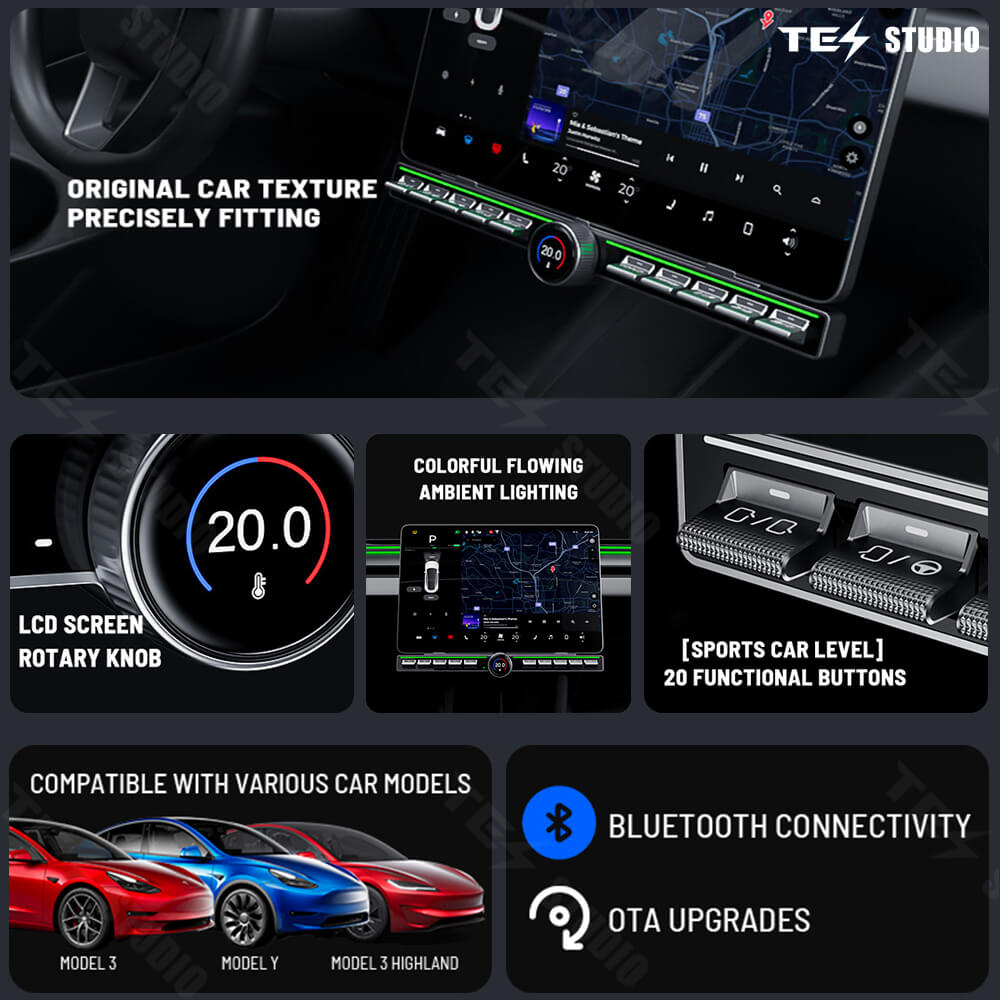 Tesstudio Magic Rotating Button Docking Station for Tesla Model 3/Y/Highland Model Y Juniper 2.0