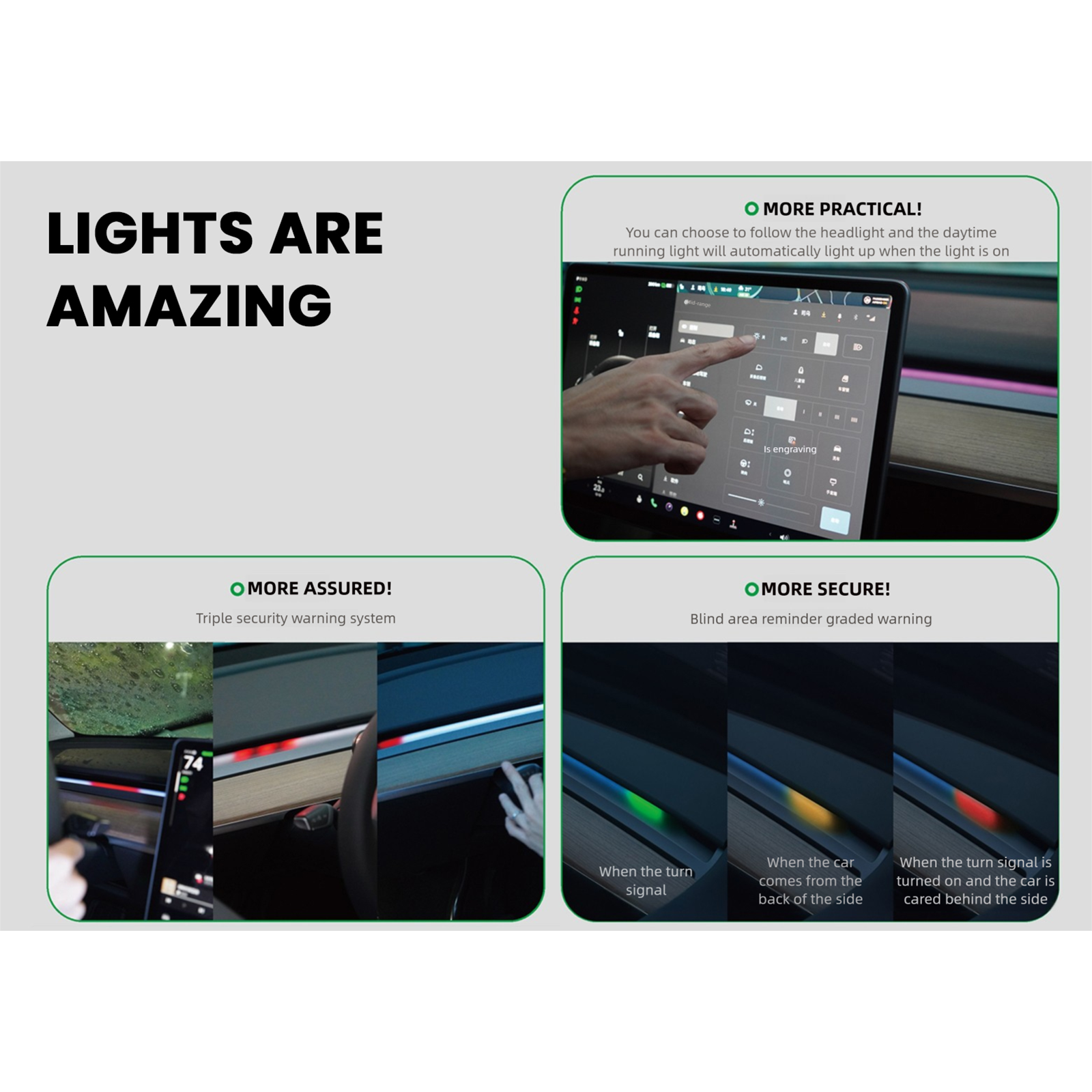 BSD Blind Spot Monitor Atmosphere Light System For Tesla Model 3/Y/3 Highland/Y Juniper