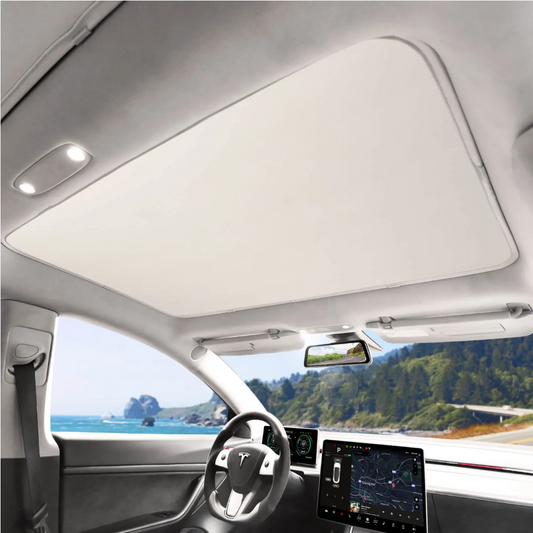 Tesla Sun Shade — installed over panoramic glass roof