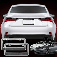 Carbon Fiber License Plate Frame Front & Rear Holder Compatible with Model 3/ Y/S / X | CTmods®