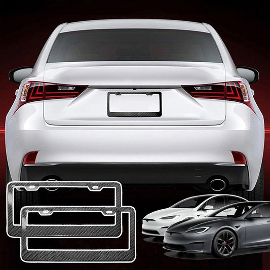 Carbon Fiber License Plate Frame Front & Rear Holder Compatible with Model 3/ Y/S / X | CTmods®