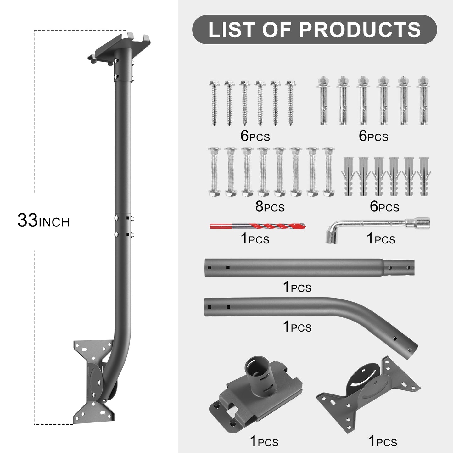 Starlink V5 Roof and Wall Mount 33 inch arm and full list of product hardware