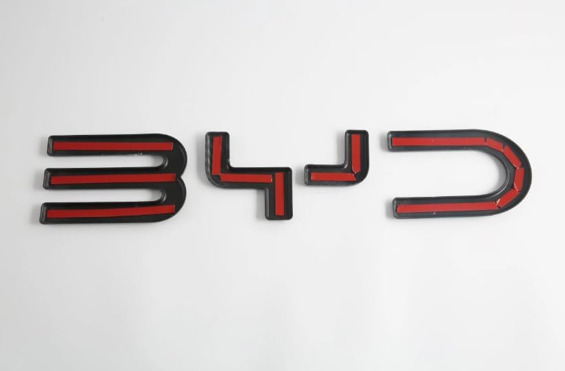 Car Accessories Front Letter BYD Car Emblem Badge for BYD Shark 6 Auto Letters 3M Adhesive Raised Decal Front Grille Emblem (Matte Black)