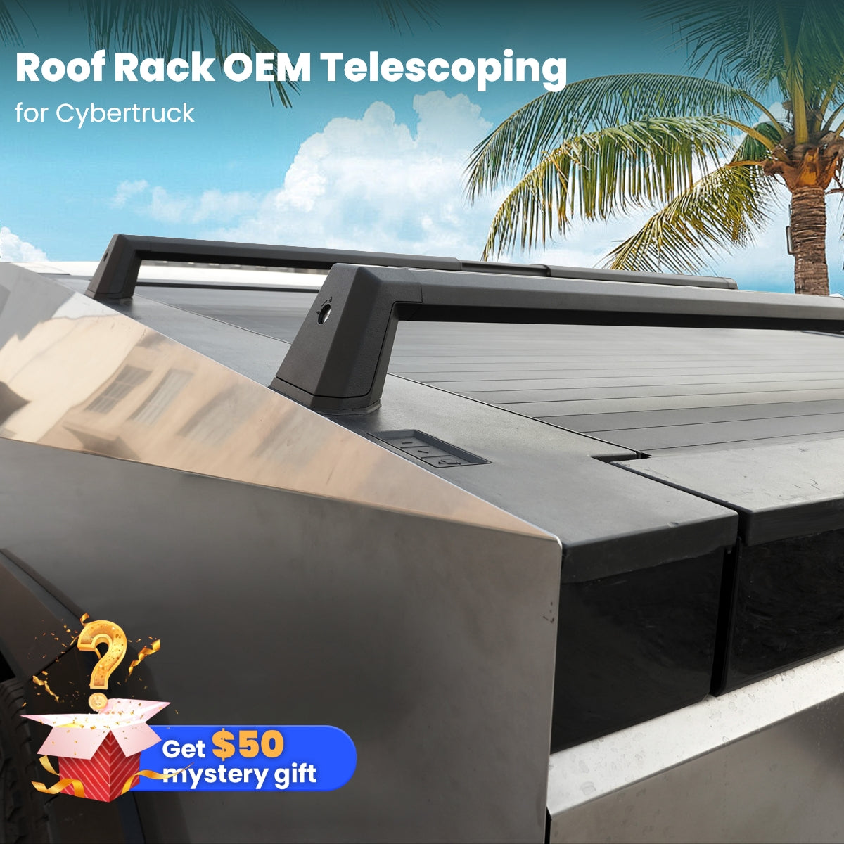 Crossbars Roof Rack Cargo Rack Rails Tesstudio-OEM Telescoping(2pcs) For Tesla Cybertruck