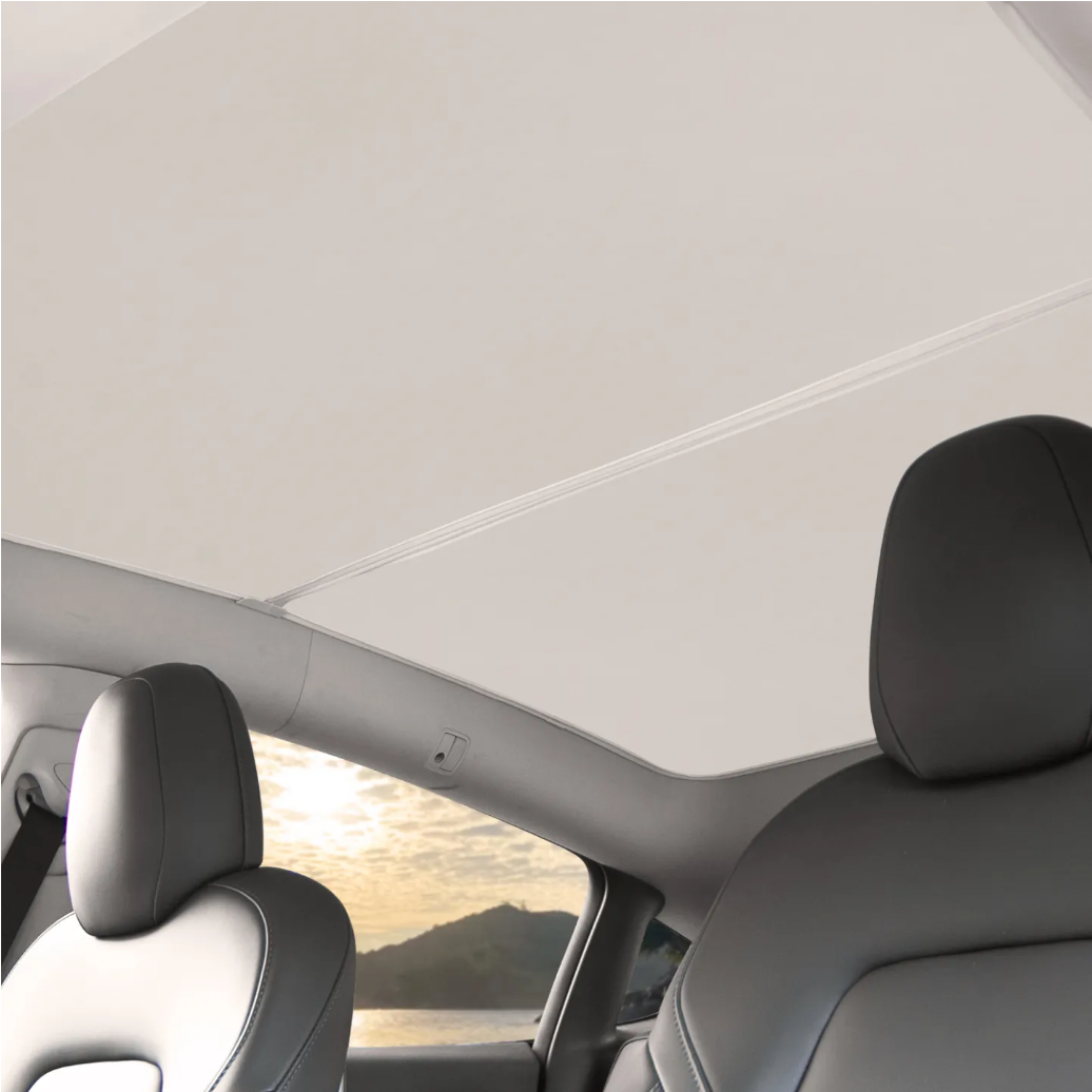 Tesla Sun Shade — retracted showing motorized roller