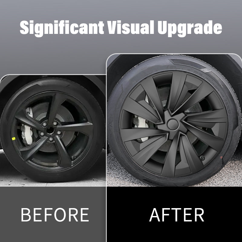 Style 19" YB Turbine Wheel Covers Tesla Black Hub Caps for Tesla Model Y Juniper X