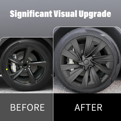 Style 19" YB Turbine Wheel Covers Tesla Black Hub Caps for Tesla Model Y Juniper X