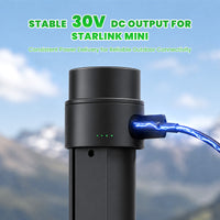 Starlink Mini battery tripod mount with stable 30V DC output for outdoor connectivity