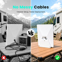 Cable-free Starlink Mini portable battery stand for cleaner RV and camping setup