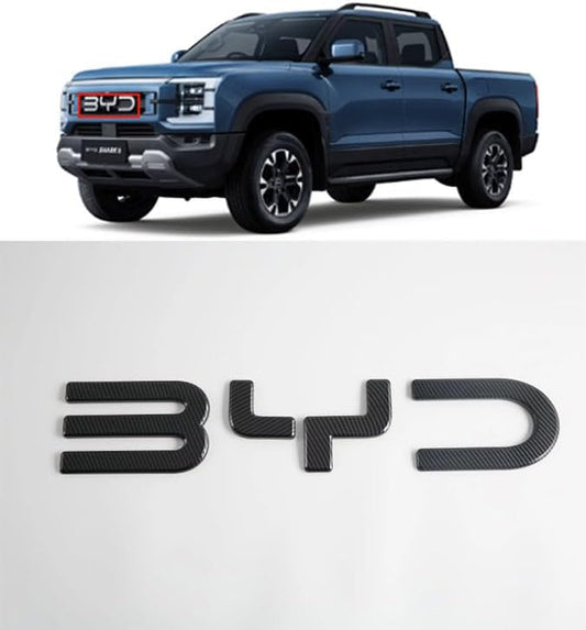 Car Accessories Front Letter BYD Car Emblem Badge for BYD Shark 6 Auto Letters 3M Adhesive Raised Decal Front Grille Emblem (Matte Black)