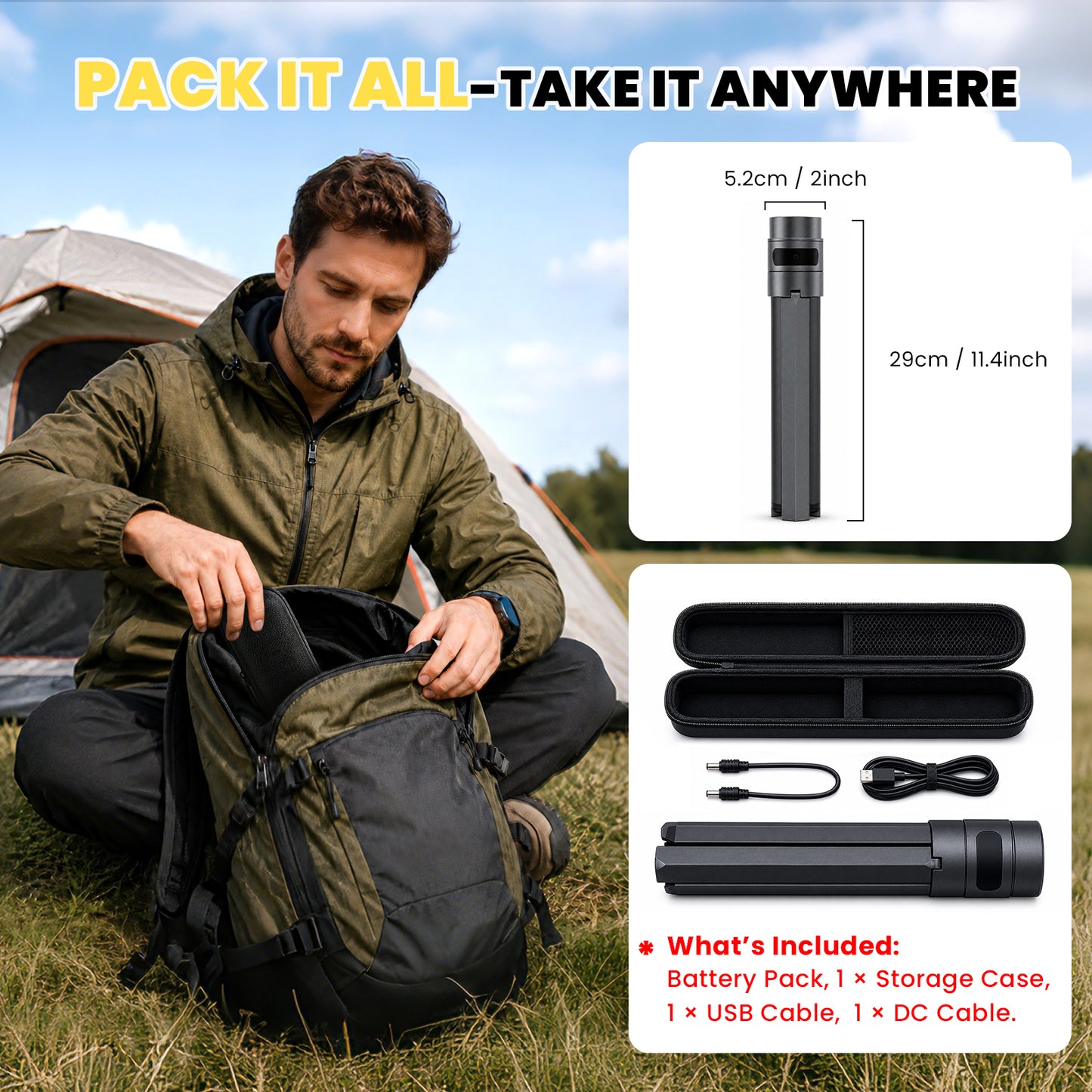 Starlink Mini Battery Tripod Mount, 45000mAh Adjustable Stand for Camping & RV