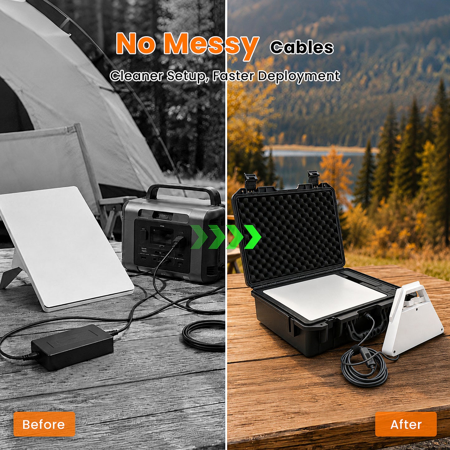 No messy cables comparison for Starlink Mini 99Wh portable battery pack