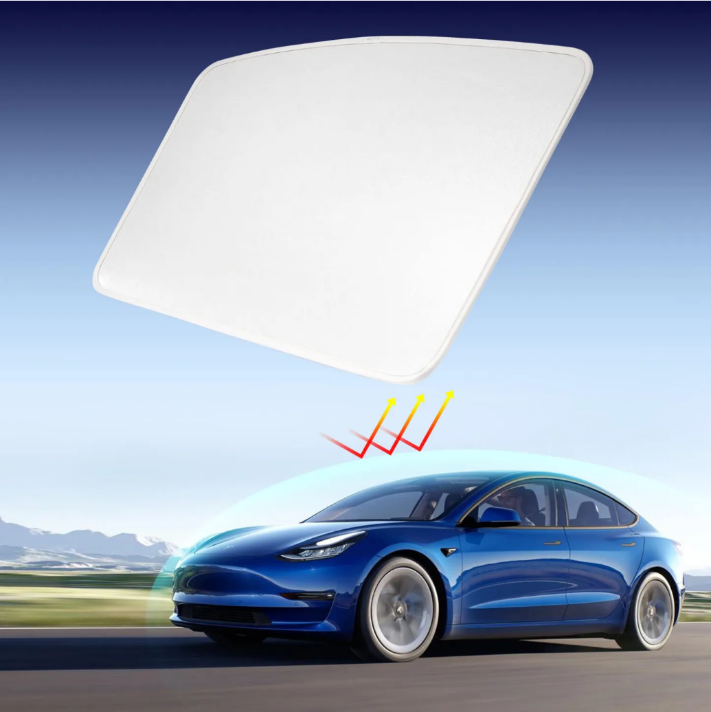 Tesla Sun Shade — one-touch switch control detail