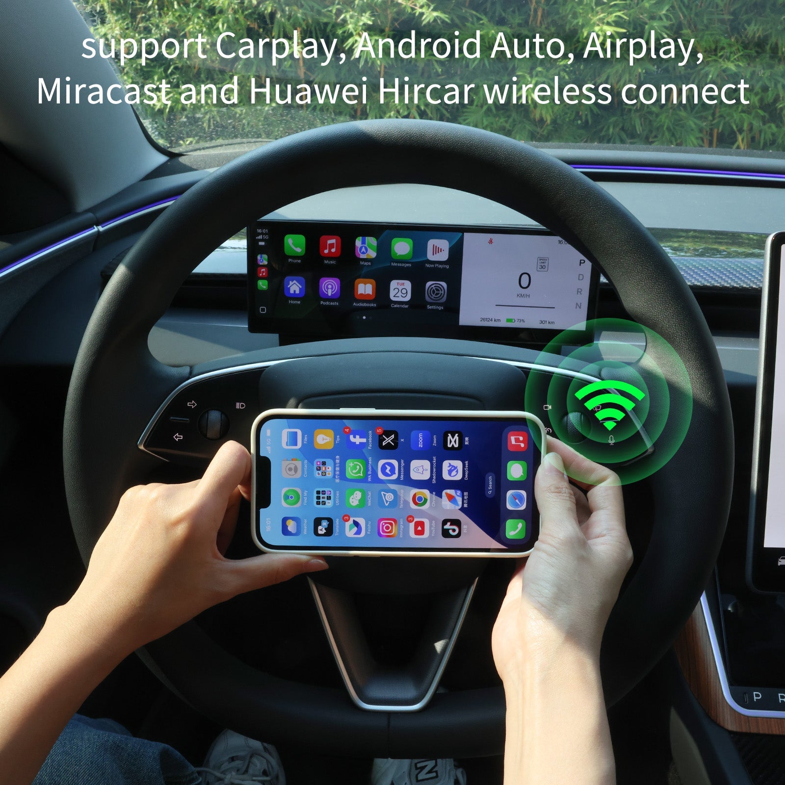 10.88" Upgroud TES-F10C Dashboard Heads Up Display Wireless CarPlay for Tesla