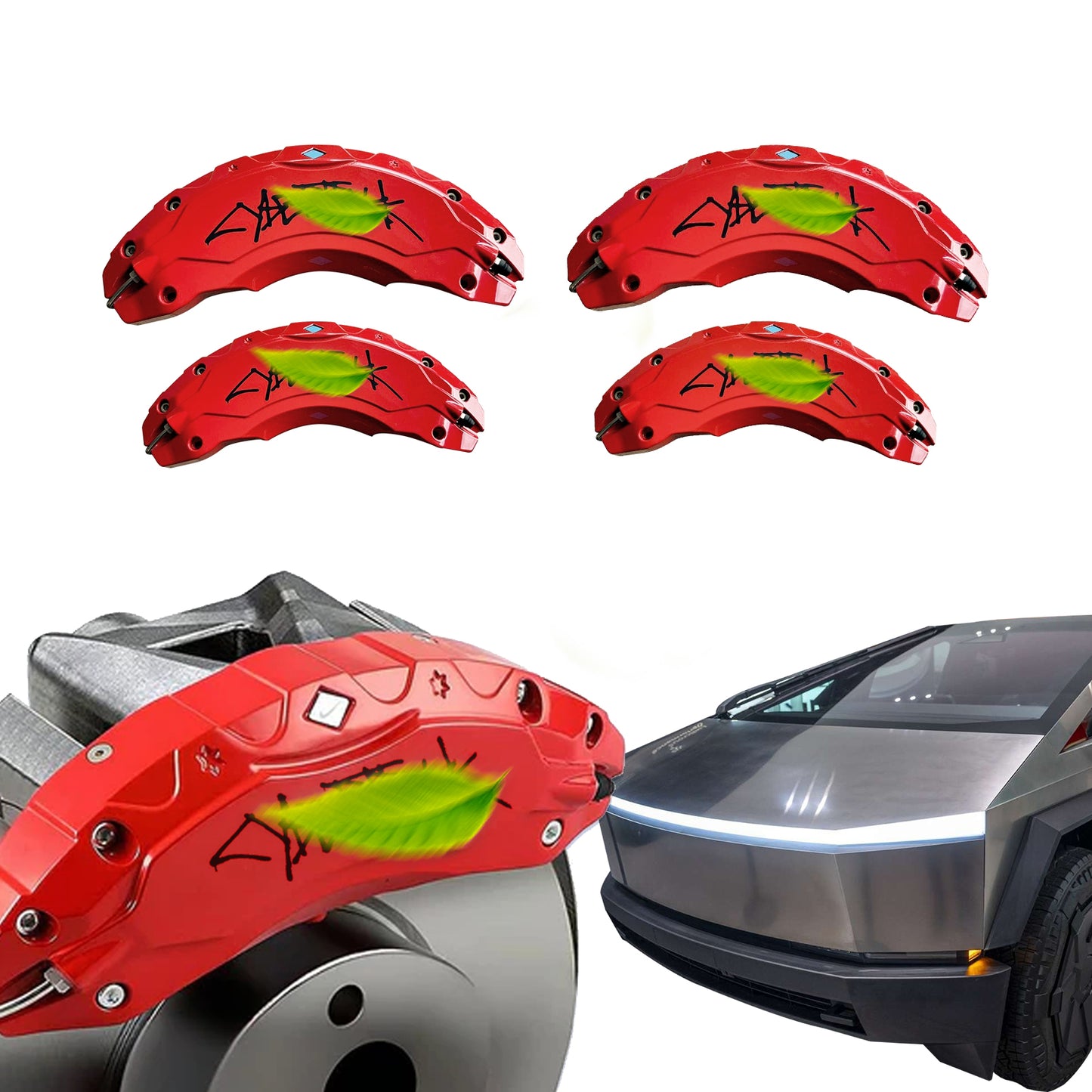 CTmods® Red/Yellow Brake Caliper Covers Wheel Accessories For Tesla Cybertruck