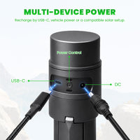 Starlink Mini battery tripod mount with USB-C, DC port and power control for multi-device power