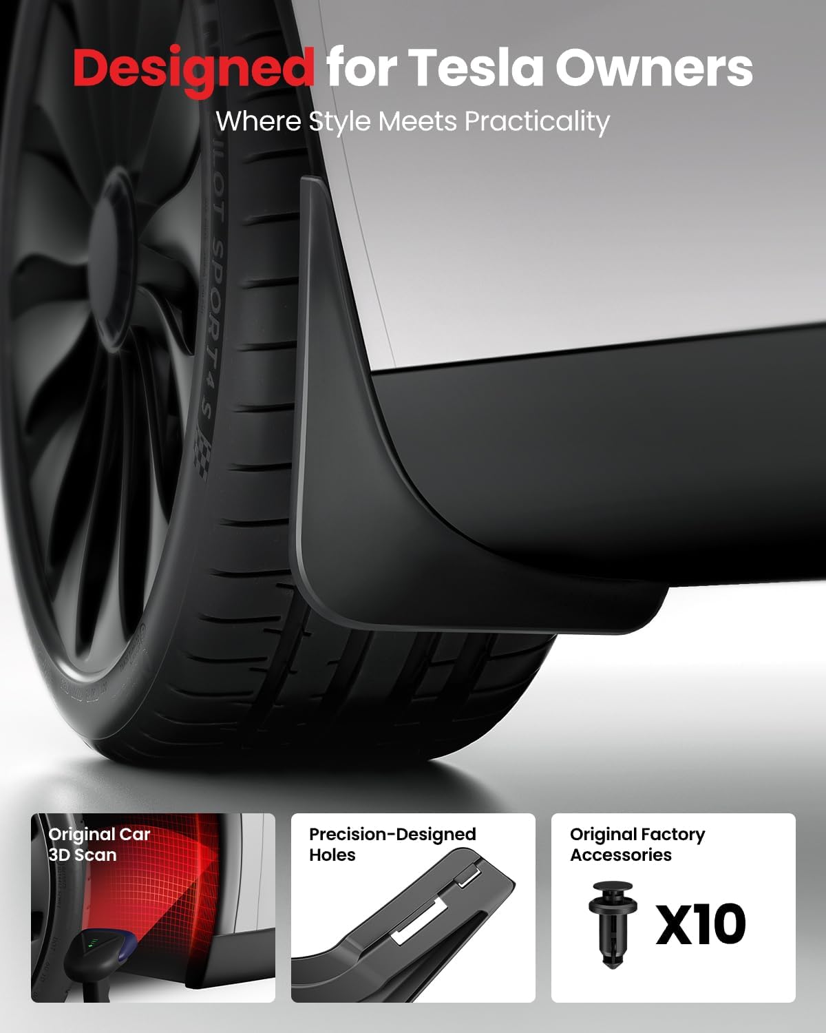 2025 2026 All-Weather Mud Guard Body Kits for Tesla Model X/3/Y