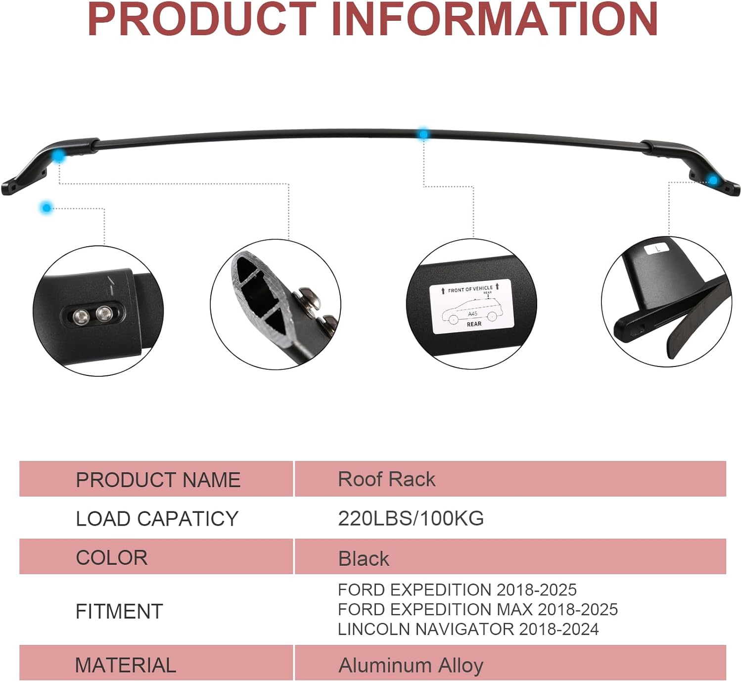 Roof Racks Cross Bars for Ford Expedition/Max 2018-2025 & Lincoln Navigator 2018-2024