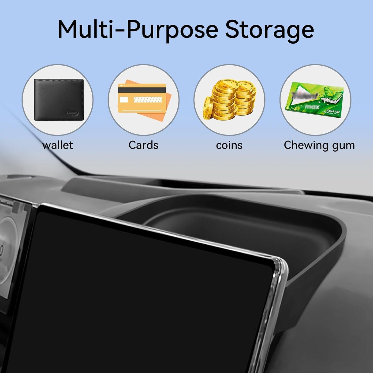 Dashboard Screen Storage Box Compatible with BYD Shark 2026 2025 2024 Center Console Display Box Hidden Tray Silicone Organizer Tray Behind Screen Car Accessories (Type-A)